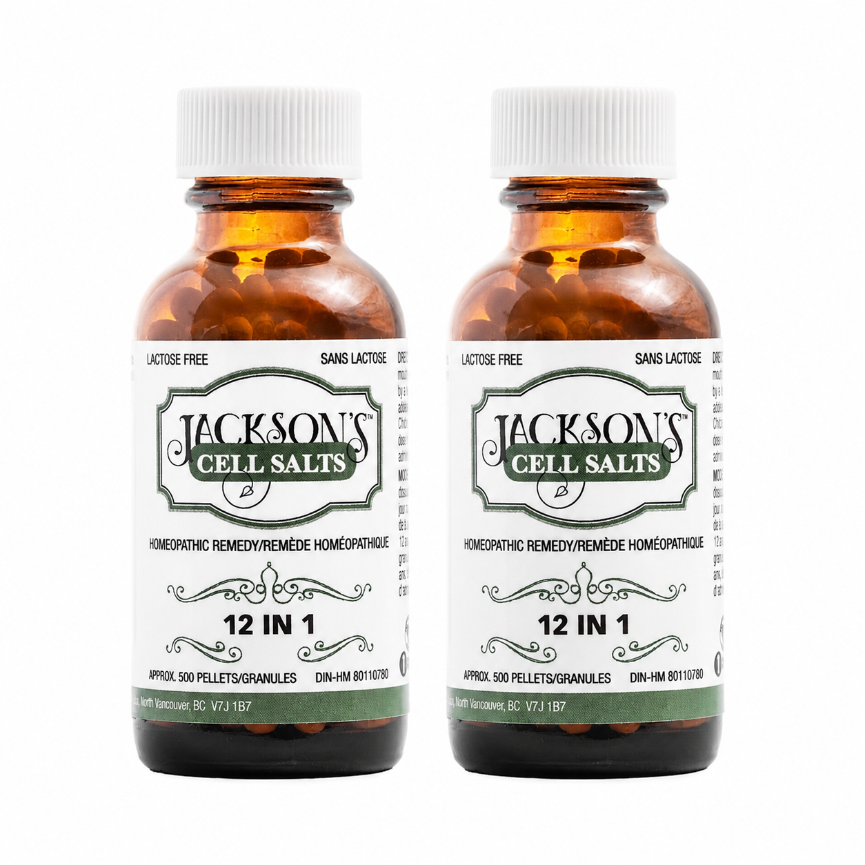 *2 for 1 SALE* 2 bottles of Jackson's 12 in 1 (500 pellets each) - Certified Vegan, Lactose-Free All 12 Tissue Cell Salt Combination