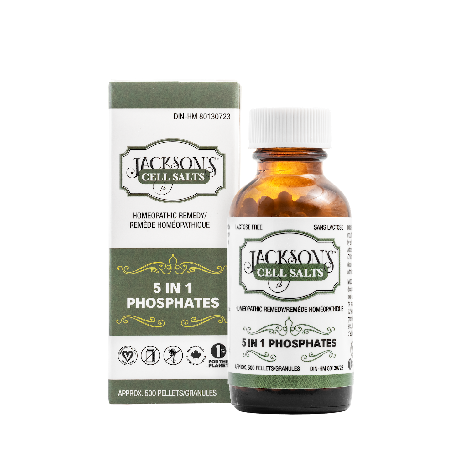 Jackson's 5 in 1 Phosphates (500 pellets size 40) - Certified Vegan, Lactose free, Phosphate Combination Cell Salt