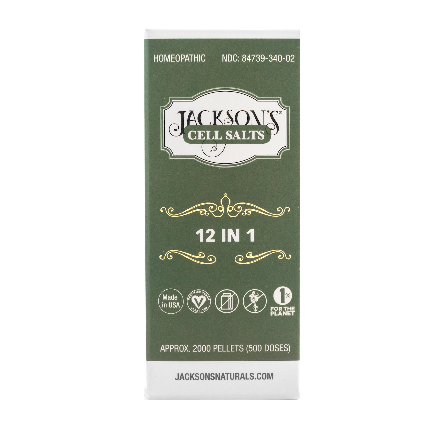 Jackson's 12 in 1 LARGE bottle (2000 pellets) - Certified Vegan, Lactose-Free All 12 Cell Salt Combination