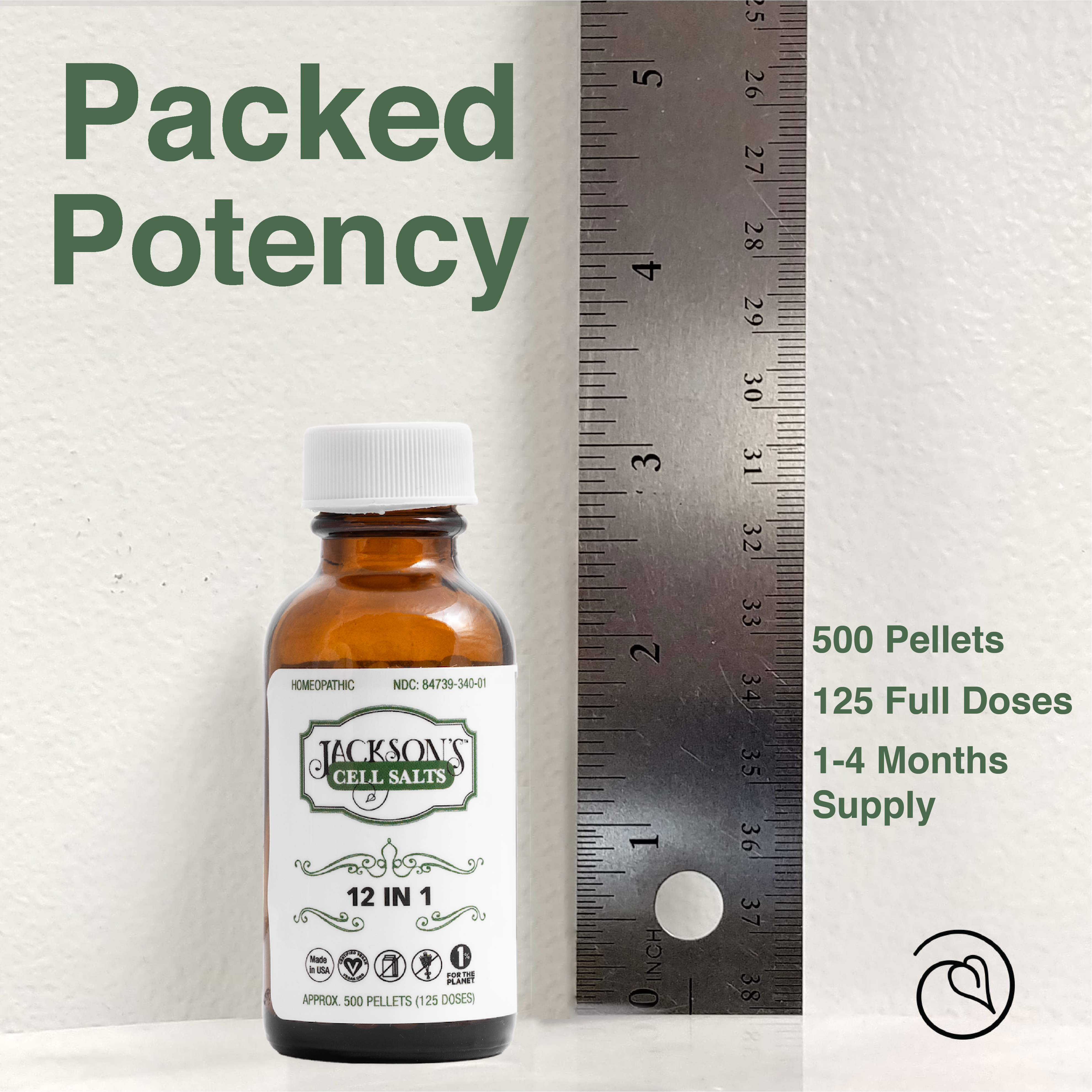 Jackson's 12 in 1 (500 pellets) - Certified Vegan, Lactose-Free All 12 Cell Salt Combination