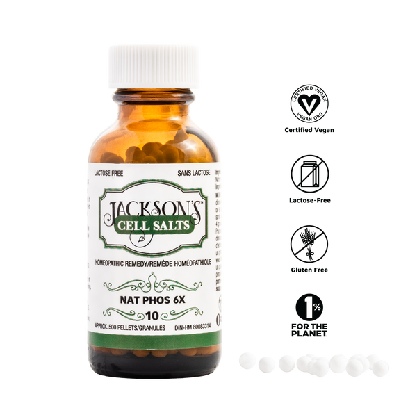 Jackson's #10 Nat phos 6X (Sodium phosphate) - Certified Vegan, Lactose-Free Schuessler Cell (Tissue) Salt
