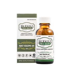Jackson's #11 Nat sulph 6X (Sodium sulfate) - Certified Vegan, Lactose-Free Schuessler Cell (Tissue) Salt