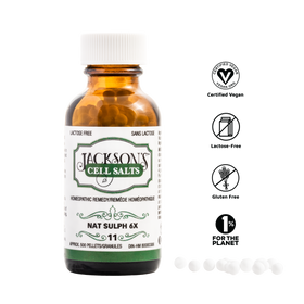 Jackson's #11 Nat sulph 6X (Sodium sulfate) - Certified Vegan, Lactose-Free Schuessler Cell (Tissue) Salt