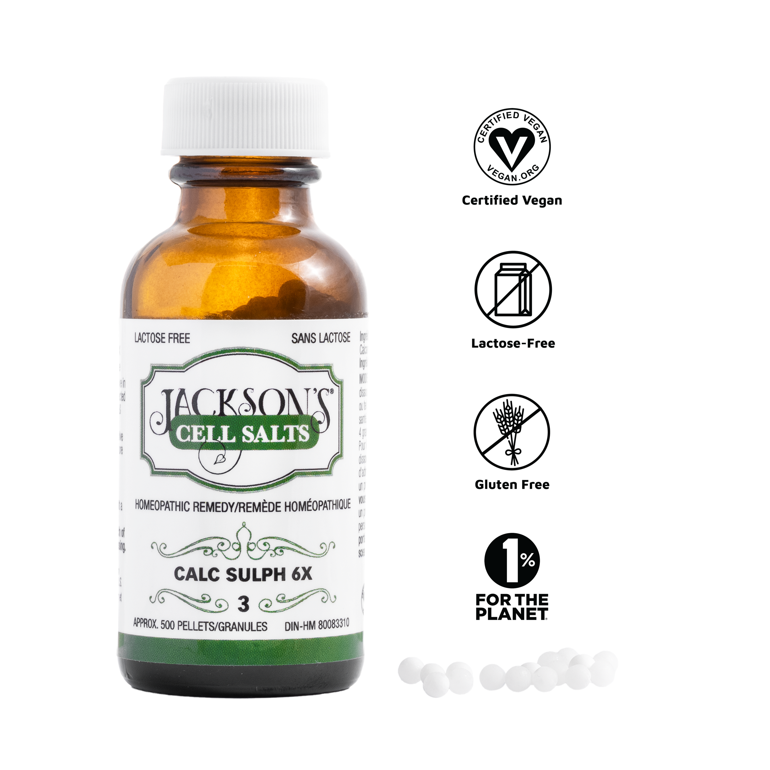 *Unboxed bottles* #3 Calc Sulph 6X - Certified Vegan, Lactose-Free Schuessler Cell Salt (Calcium sulfate)