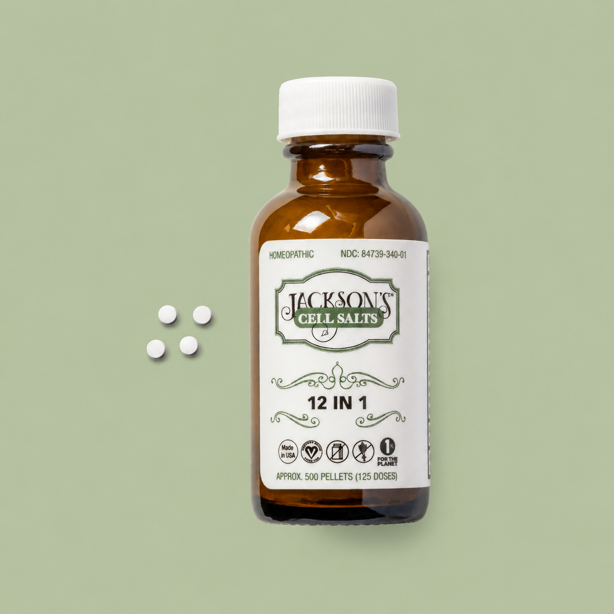 Jackson's 12 in 1 (500 pellets) - Certified Vegan, Lactose-Free All 12 Cell Salt Combination