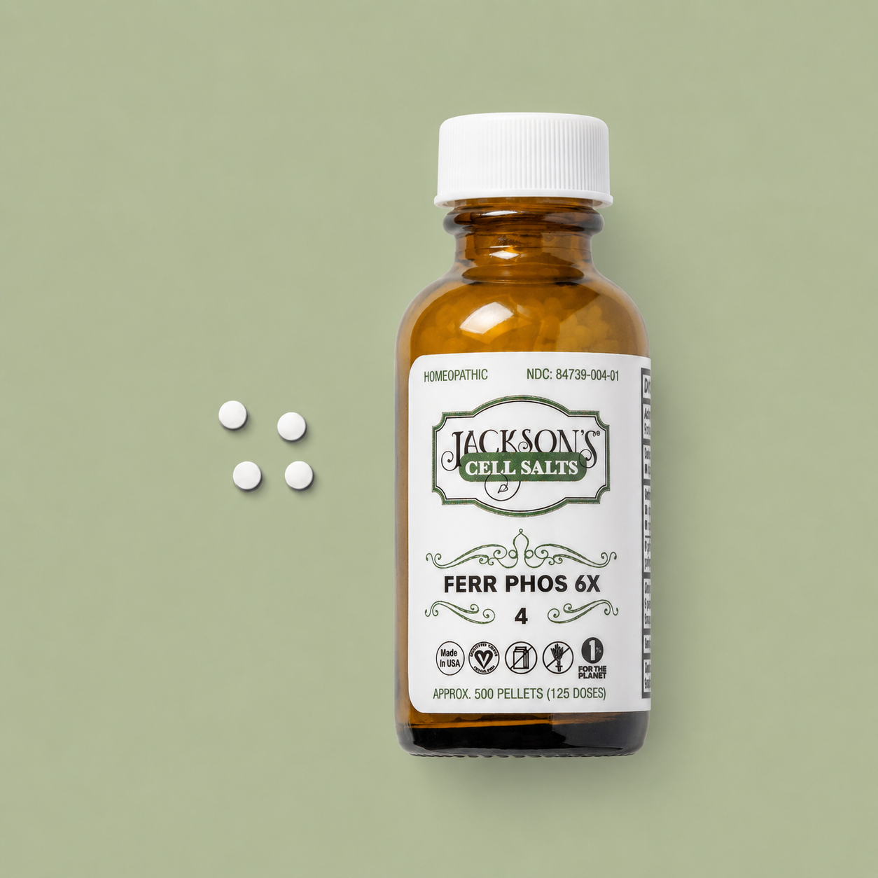 #4 Ferr phos 6X (Ferrum phosphate)- Certified Vegan, Lactose-Free Cell Salt